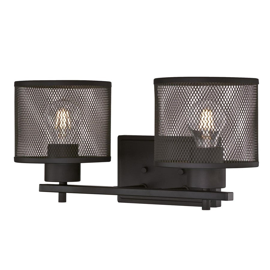 Westinghouse Morrison 16in 2-Light Wall Sconce | Contemporary Oil Rubbed Bronze and Mesh Shades | Bathroom & Dining Room | Model 6370900