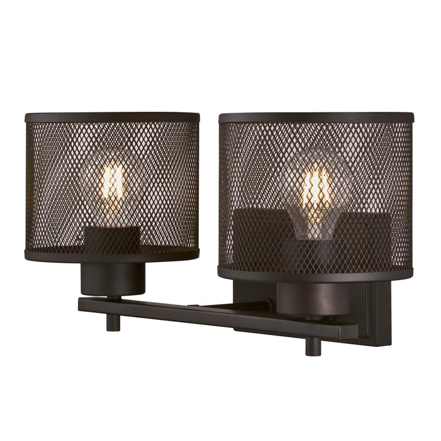 Westinghouse Morrison 16in 2-Light Wall Sconce | Contemporary Oil Rubbed Bronze and Mesh Shades | Bathroom & Dining Room | Model 6370900