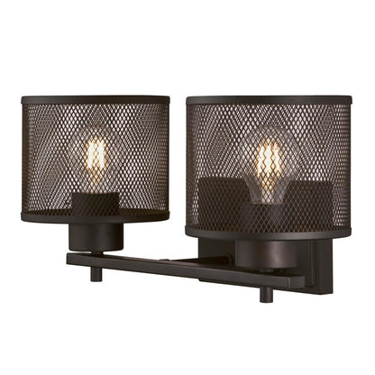 Westinghouse Morrison 16in 2-Light Wall Sconce | Contemporary Oil Rubbed Bronze and Mesh Shades | Bathroom & Dining Room | Model 6370900
