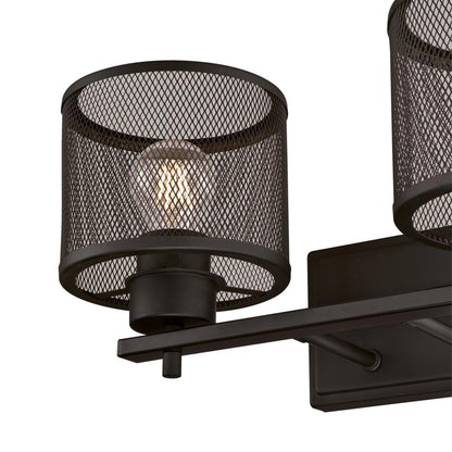 Westinghouse Morrison 16in 2-Light Wall Sconce | Contemporary Oil Rubbed Bronze and Mesh Shades | Bathroom & Dining Room | Model 6370900
