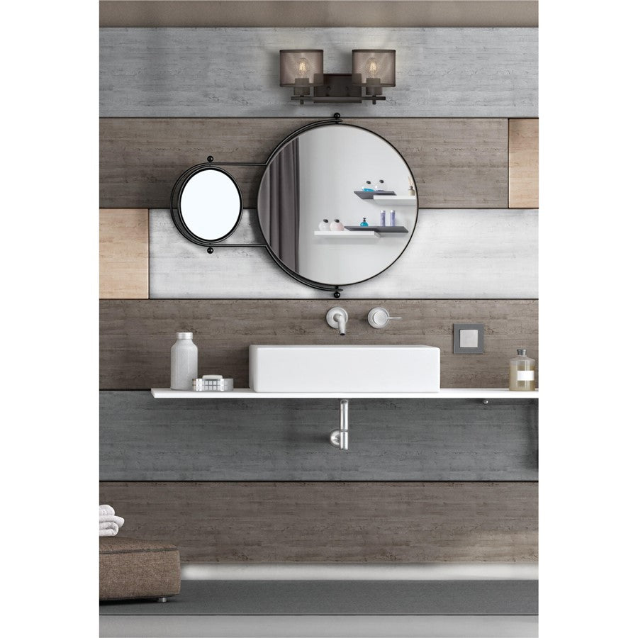 Westinghouse Morrison 16in 2-Light Wall Sconce | Contemporary Oil Rubbed Bronze and Mesh Shades | Bathroom & Dining Room | Model 6370900