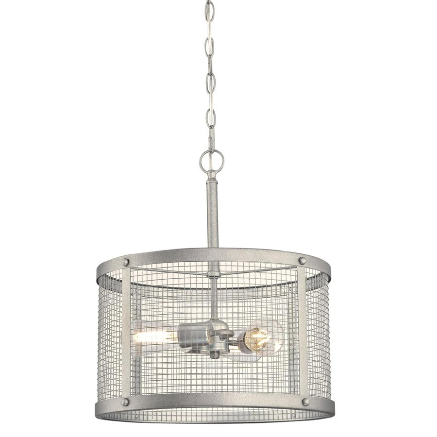 Westinghouse Emmett 16in 3-Light Pendant | Vintage Galvanized Steel and Mesh Shade | Kitchen & Dining Room | 18 x 16 in | Model 6371200