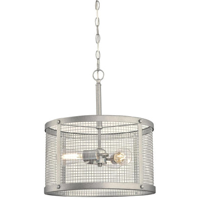 Westinghouse Emmett 16in 3-Light Pendant | Vintage Galvanized Steel and Mesh Shade | Kitchen & Dining Room | 18 x 16 in | Model 6371200