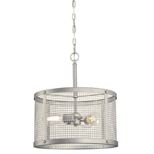 Westinghouse Emmett 16in 3-Light Pendant | Vintage Galvanized Steel and Mesh Shade | Kitchen & Dining Room | 18 x 16 in | Model 6371200