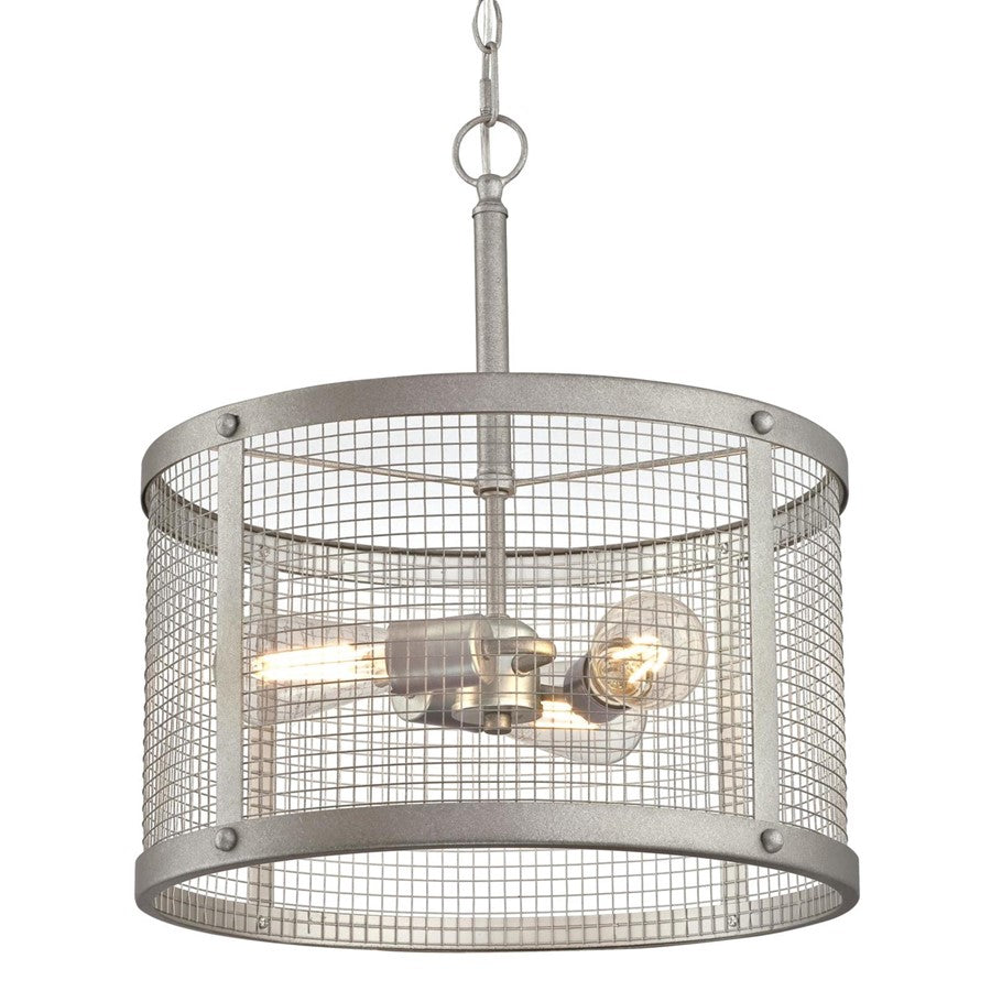 Westinghouse Emmett 16in 3-Light Pendant | Vintage Galvanized Steel and Mesh Shade | Kitchen & Dining Room | 18 x 16 in | Model 6371200