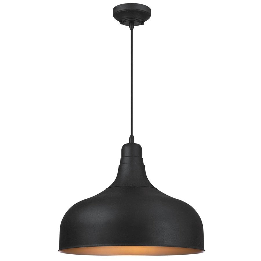Westinghouse Morton 18in 1-Light Pendant | Rustic Textured Iron and Metal Shade | Kitchen & Dining Room | 18 x 14 in | Model 6371700