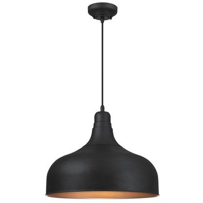 Westinghouse Morton 18in 1-Light Pendant | Rustic Textured Iron and Metal Shade | Kitchen & Dining Room | 18 x 14 in | Model 6371700