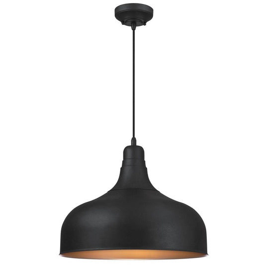 Westinghouse Morton 18in 1-Light Pendant | Rustic Textured Iron and Metal Shade | Kitchen & Dining Room | 18 x 14 in | Model 6371700