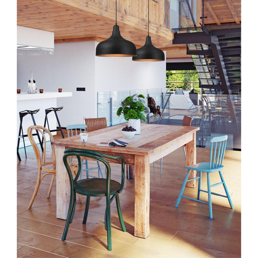 Westinghouse Morton 18in 1-Light Pendant | Rustic Textured Iron and Metal Shade | Kitchen & Dining Room | 18 x 14 in | Model 6371700