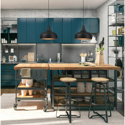Westinghouse Morton 18in 1-Light Pendant | Rustic Textured Iron and Metal Shade | Kitchen & Dining Room | 18 x 14 in | Model 6371700