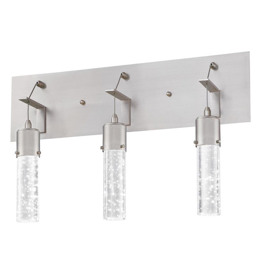 Westinghouse Cava 21in 3-Light Wall Sconce | Contemporary Brushed Nickel and Bubble Glass | Bathroom Vanity | 21 x 13 in | Model 6372100