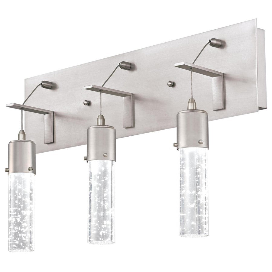 Westinghouse Cava 21in 3-Light Wall Sconce | Contemporary Brushed Nickel and Bubble Glass | Bathroom Vanity | 21 x 13 in | Model 6372100