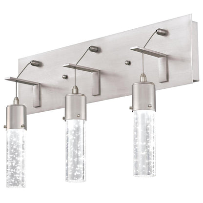 Westinghouse Cava 21in 3-Light Wall Sconce | Contemporary Brushed Nickel and Bubble Glass | Bathroom Vanity | 21 x 13 in | Model 6372100