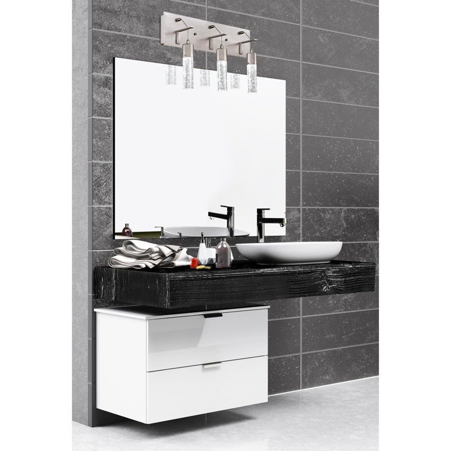 Westinghouse Cava 21in 3-Light Wall Sconce | Contemporary Brushed Nickel and Bubble Glass | Bathroom Vanity | 21 x 13 in | Model 6372100