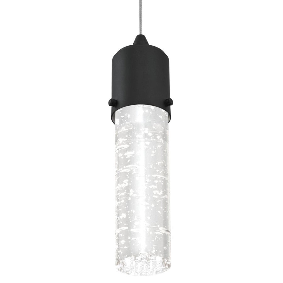 Westinghouse Cava 5in 1-Light Pendant | Contemporary Matte Black and Bubble Glass | Kitchen Island & Dining Room | 5 x 8 in | Model 6372300