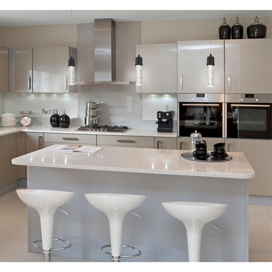 Westinghouse Cava 5in 1-Light Pendant | Contemporary Matte Black and Bubble Glass | Kitchen Island & Dining Room | 5 x 8 in | Model 6372300