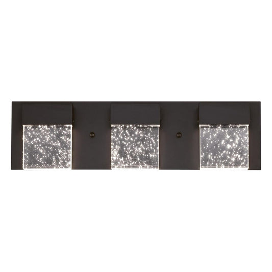 Westinghouse Cava II 20in 3-Light Wall Sconce | Contemporary Matte Black and Bubble Glass | Bathroom & Vanity | 1800 Lumens, 3000K | Model 6372600