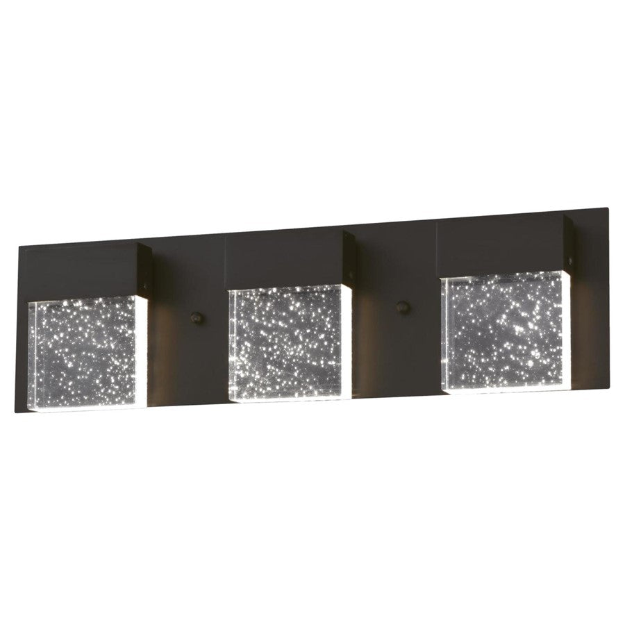 Westinghouse Cava II 20in 3-Light Wall Sconce | Contemporary Matte Black and Bubble Glass | Bathroom & Vanity | 1800 Lumens, 3000K | Model 6372600