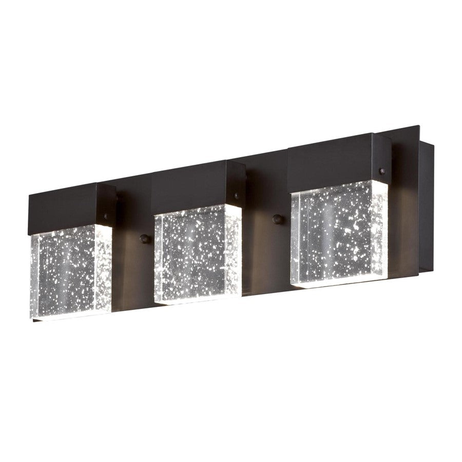 Westinghouse Cava II 20in 3-Light Wall Sconce | Contemporary Matte Black and Bubble Glass | Bathroom & Vanity | 1800 Lumens, 3000K | Model 6372600