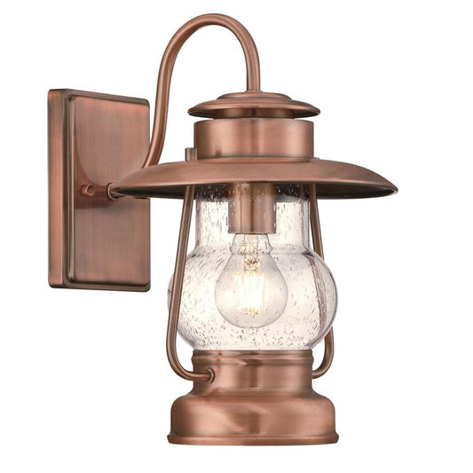 Westinghouse Santa Fe 14in 1-Light Outdoor Sconce | Rustic Washed Copper and Clear Seeded Glass | Entryway & Porch | 60W, Wet Rated | Model 6373100