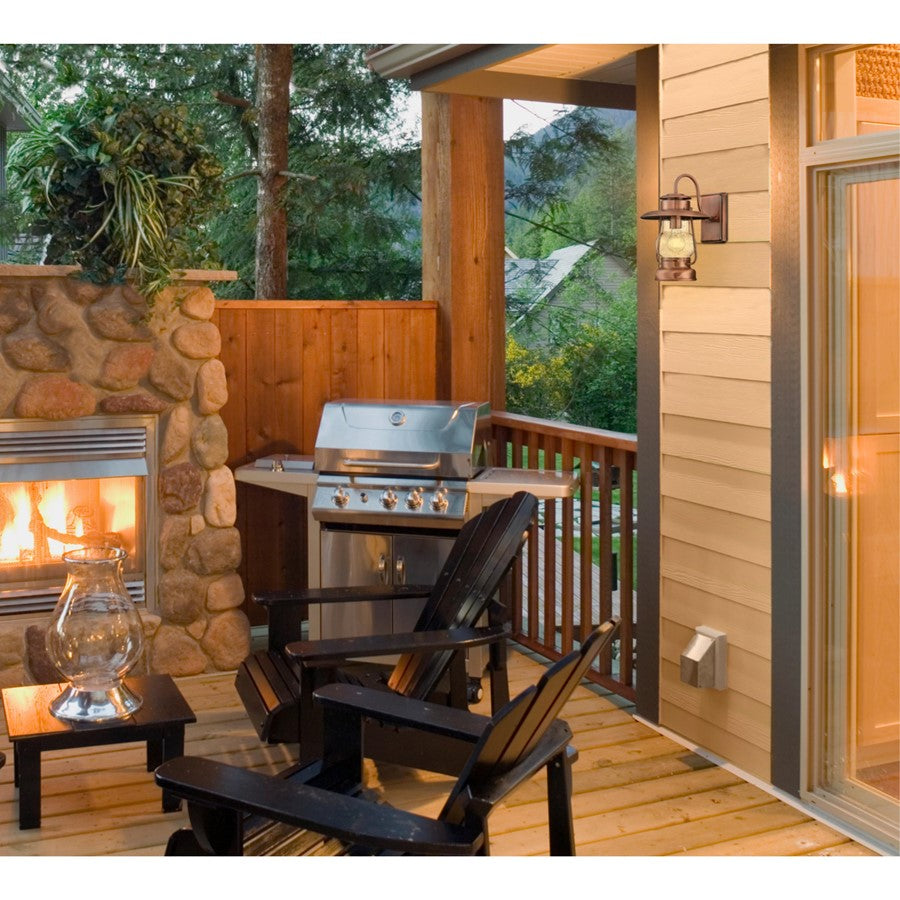 Westinghouse Santa Fe 14in 1-Light Outdoor Sconce | Rustic Washed Copper and Clear Seeded Glass | Entryway & Porch | 60W, Wet Rated | Model 6373100