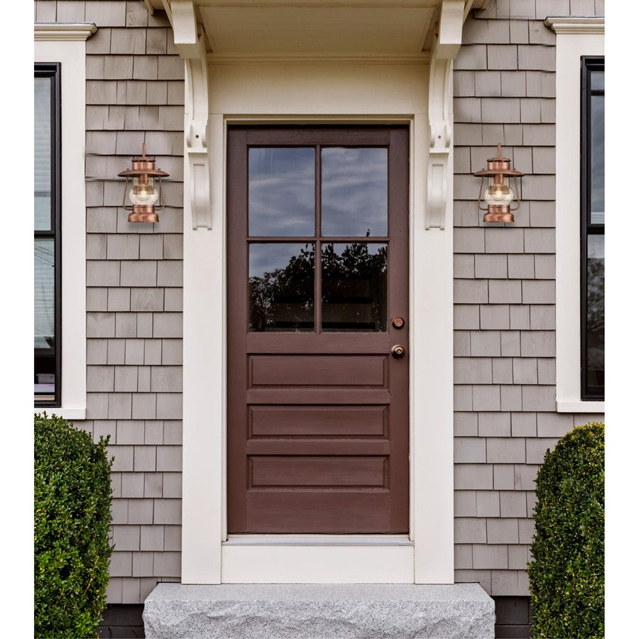 Westinghouse Santa Fe 14in 1-Light Outdoor Sconce | Rustic Washed Copper and Clear Seeded Glass | Entryway & Porch | 60W, Wet Rated | Model 6373100