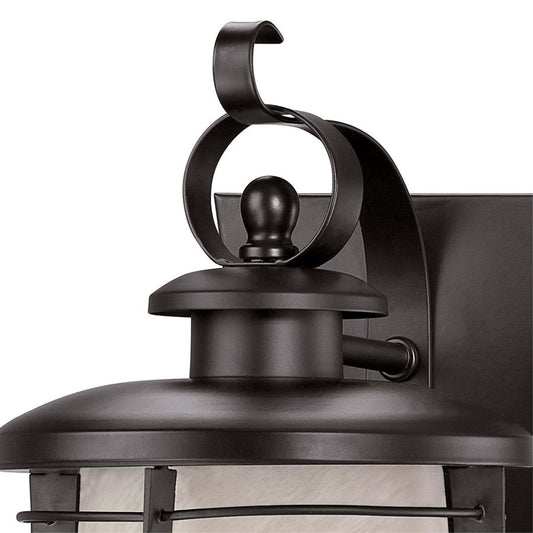 Westinghouse Senecaville 13in 1-Light Outdoor Sconce | Transitional Weathered Bronze and Alabaster Glass | Entryway & Garage | Model 6674100