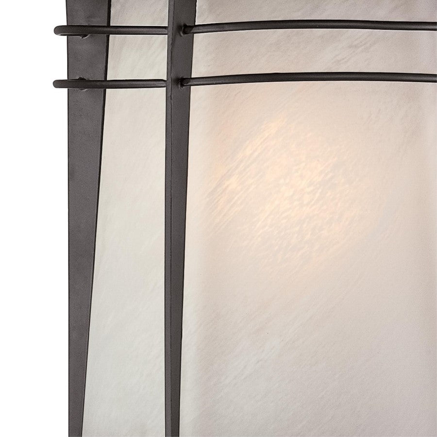 Westinghouse Senecaville 13in 1-Light Outdoor Sconce | Transitional Weathered Bronze and Alabaster Glass | Entryway & Garage | Model 6674100
