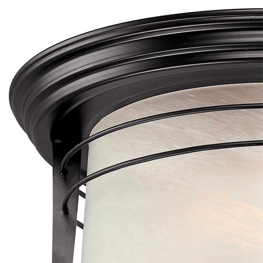 Westinghouse Senecaville 12in 2-Light Flush Mount | Transitional Weathered Bronze and Alabaster Glass | Entryway & Covered Porch | Model 6674600