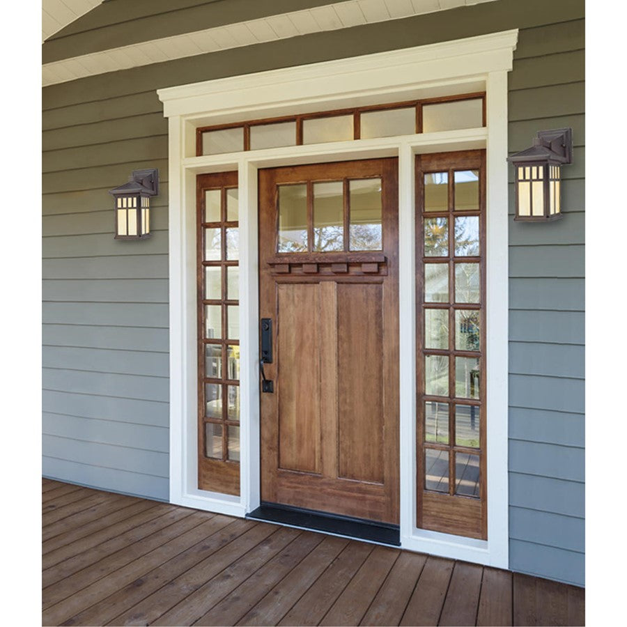 Westinghouse Burnham 12in 1-Light Outdoor Wall Sconce | Rustic Oil Rubbed Bronze and Honey Art Glass | Entryway & Covered Porch | Model 6732800