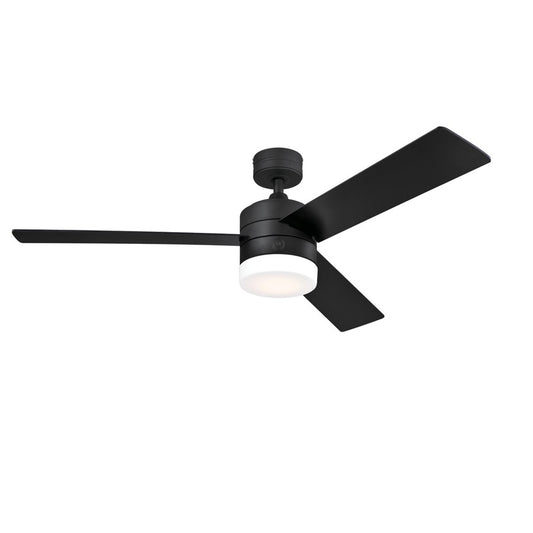Westinghouse Alta Vista 52in 3-Blade Ceiling Fan with Light | Contemporary Matte Black and Opal Frosted Glass | Living Room & Great | Model 7205900
