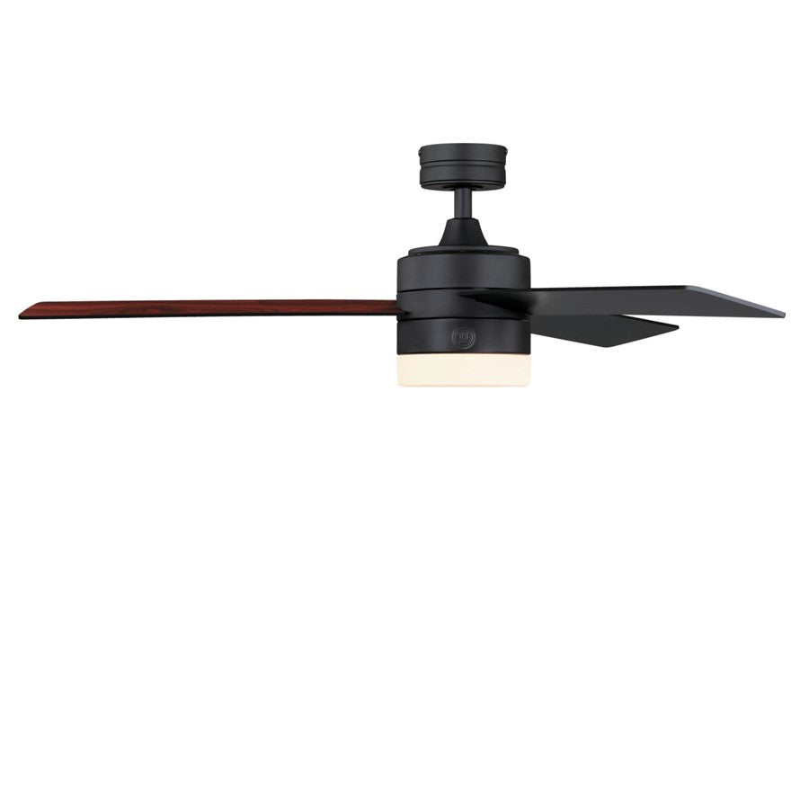 Westinghouse Alta Vista 52in 3-Blade Ceiling Fan with Light | Contemporary Matte Black and Opal Frosted Glass | Living Room & Great | Model 7205900