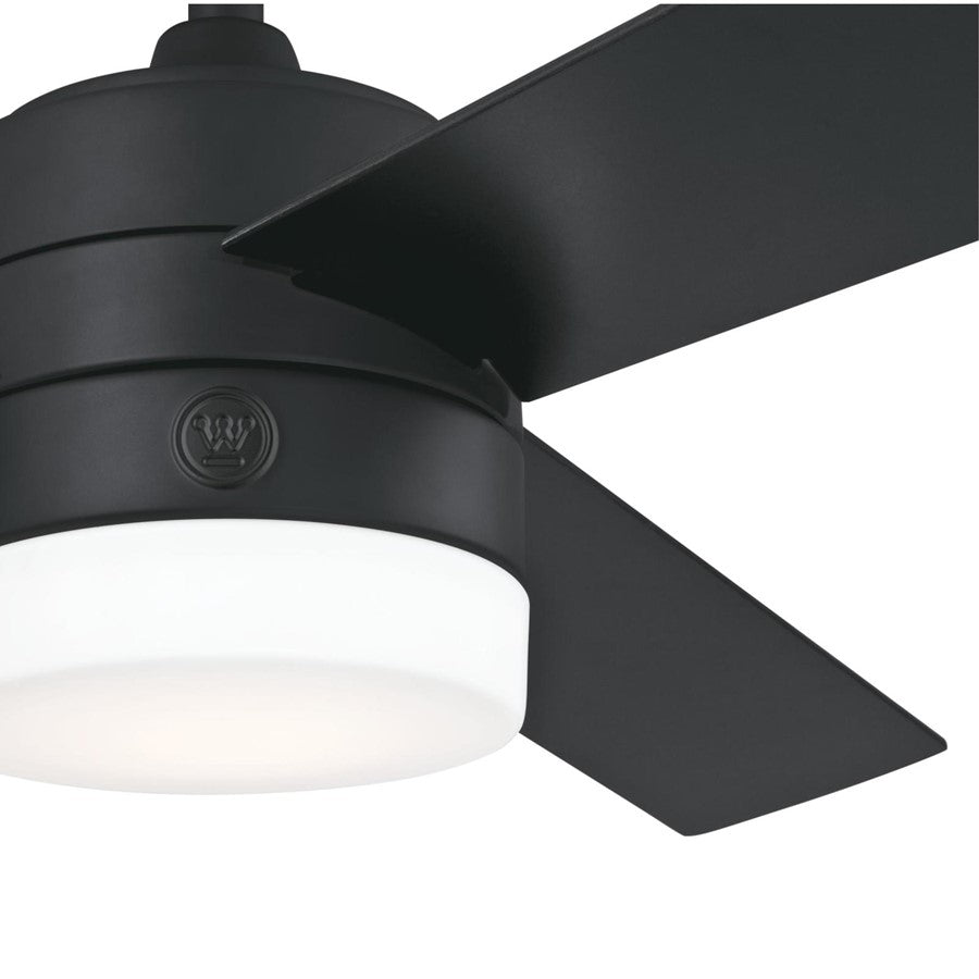 Westinghouse Alta Vista 52in 3-Blade Ceiling Fan with Light | Contemporary Matte Black and Opal Frosted Glass | Living Room & Great | Model 7205900