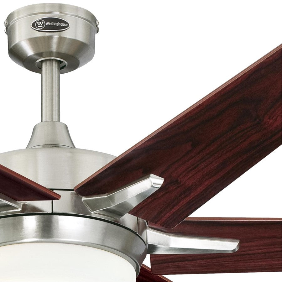 Westinghouse Cayuga 60in 6-Blade Ceiling Fan | Brushed Nickel and Rosewood Plywood Blades | Living Room & Large Bedroom | Model 7207700