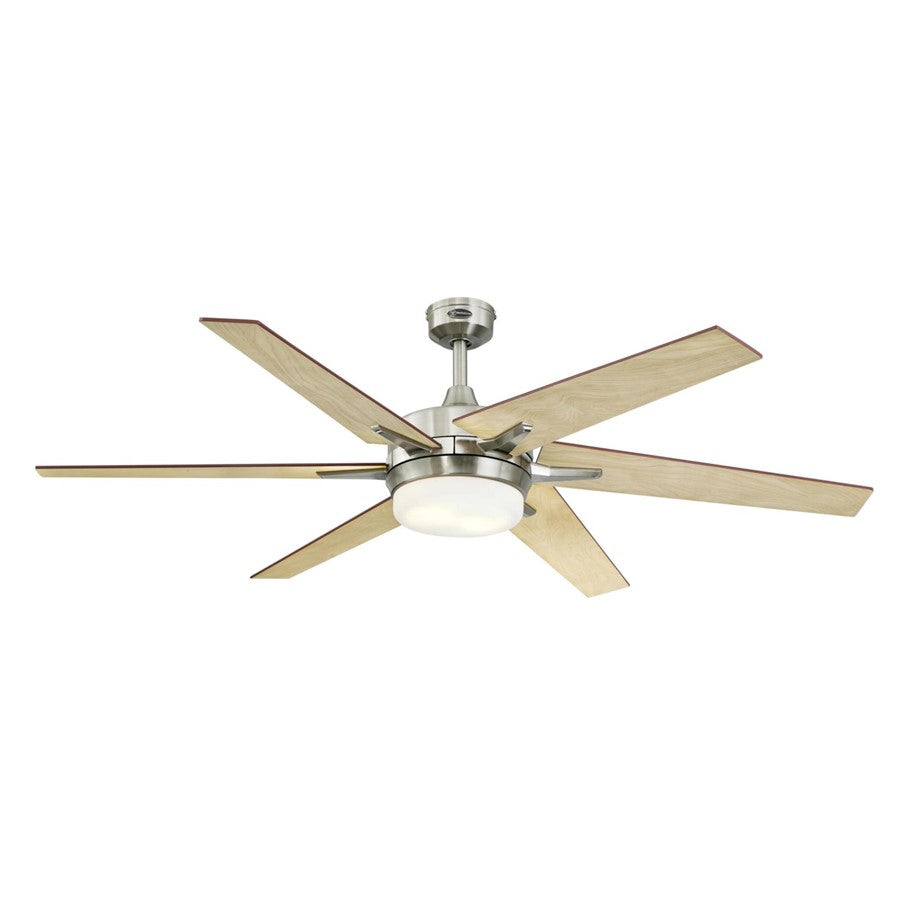 Westinghouse Cayuga 60in 6-Blade Ceiling Fan | Brushed Nickel and Rosewood Plywood Blades | Living Room & Large Bedroom | Model 7207700