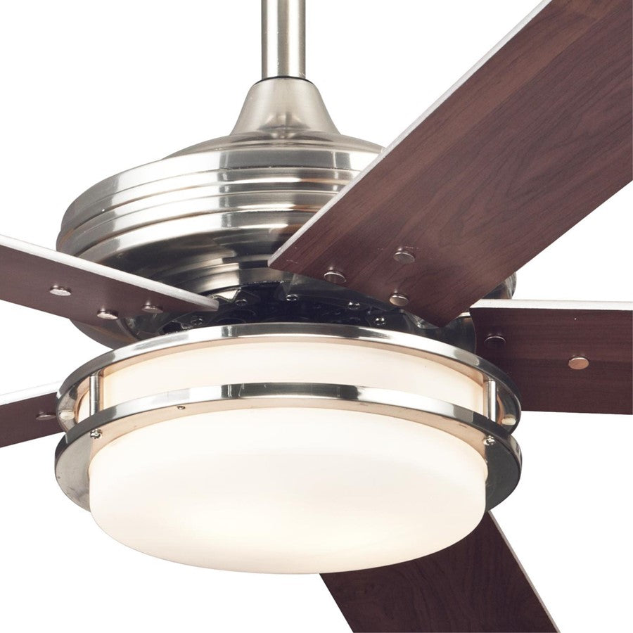 Westinghouse Castle LED 52in 5-Blade Ceiling Fan | Brushed Nickel and Weathered Maple Plywood Blades | Living Room & Bedroom | Model 7209100