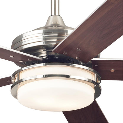 Westinghouse Castle LED 52in 5-Blade Ceiling Fan | Brushed Nickel and Weathered Maple Plywood Blades | Living Room & Bedroom | Model 7209100
