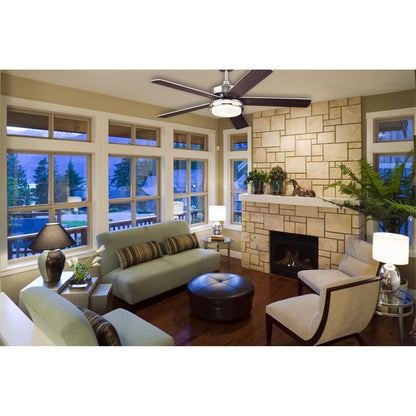 Westinghouse Castle LED 52in 5-Blade Ceiling Fan | Brushed Nickel and Weathered Maple Plywood Blades | Living Room & Bedroom | Model 7209100