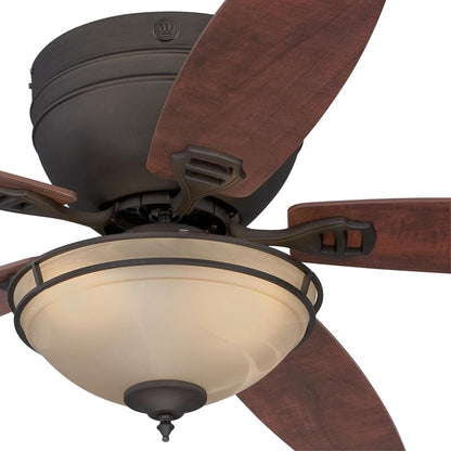 Westinghouse Carolina 52in 5-Blade LED Ceiling Fan | Traditional Oil Rubbed Bronze and Amber Alabaster Glass | Living Room & Bedroom | Model 7209600