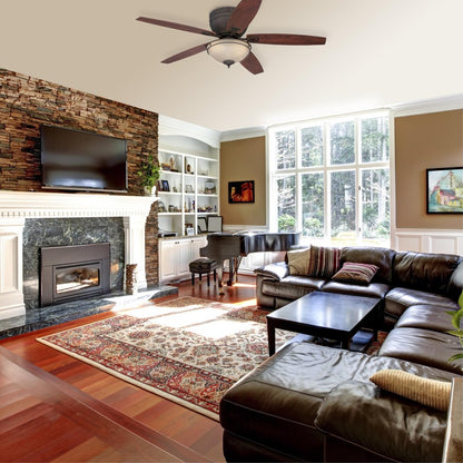 Westinghouse Carolina 52in 5-Blade LED Ceiling Fan | Traditional Oil Rubbed Bronze and Amber Alabaster Glass | Living Room & Bedroom | Model 7209600