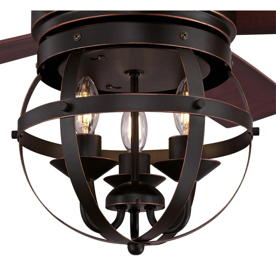 Westinghouse Stella Mira 52in 5-Blade LED Ceiling Fan | Vintage Oil Rubbed Bronze and Cage Shade | Living Room & Bedroom | Model 7217100