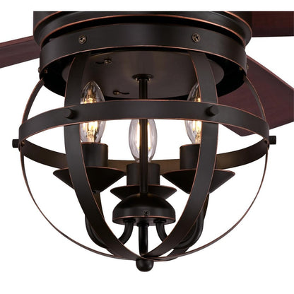 Westinghouse Stella Mira 52in 5-Blade LED Ceiling Fan | Vintage Oil Rubbed Bronze and Cage Shade | Living Room & Bedroom | Model 7217100