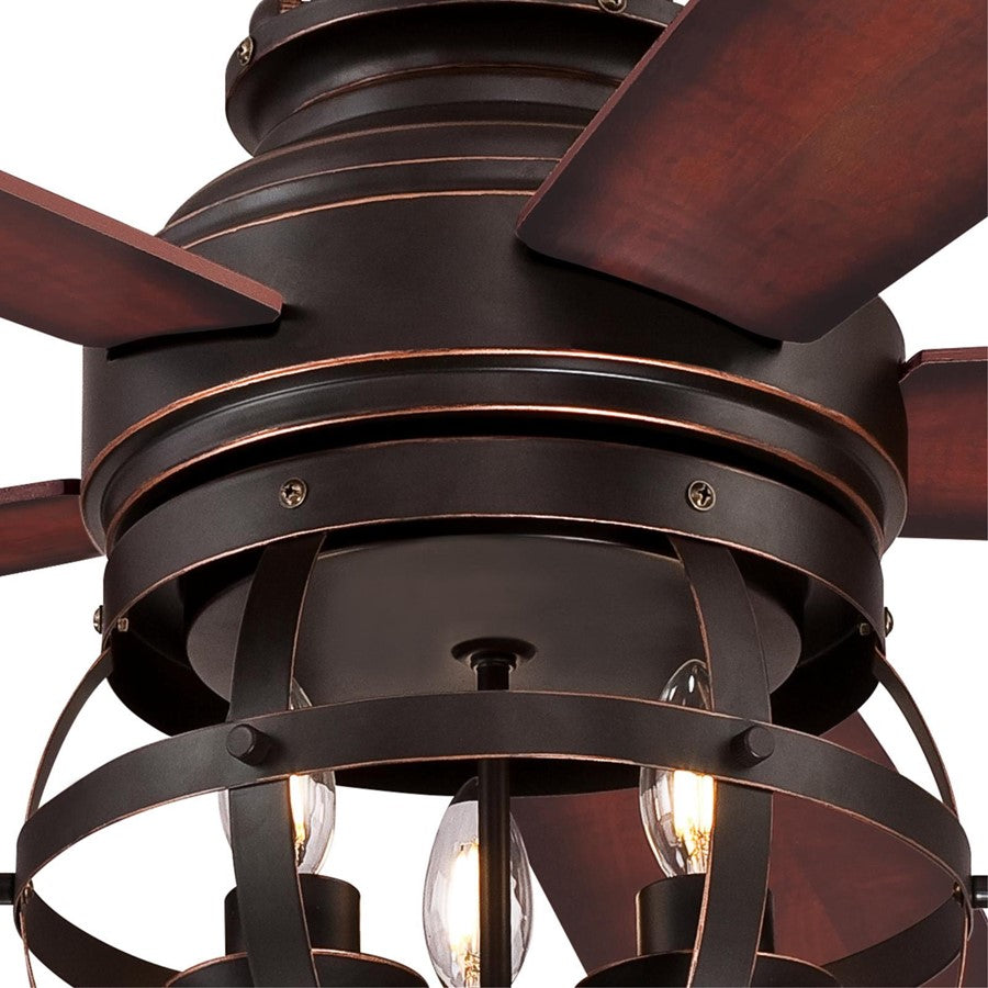 Westinghouse Stella Mira 52in 5-Blade LED Ceiling Fan | Vintage Oil Rubbed Bronze and Cage Shade | Living Room & Bedroom | Model 7217100