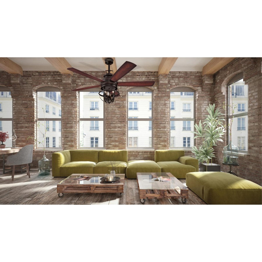 Westinghouse Stella Mira 52in 5-Blade LED Ceiling Fan | Vintage Oil Rubbed Bronze and Cage Shade | Living Room & Bedroom | Model 7217100
