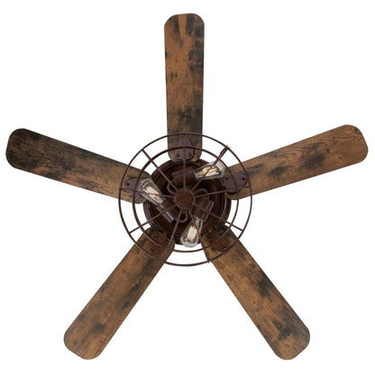 Westinghouse Barnett 48in 5-Blade LED Ceiling Fan | Vintage Barnwood and Cage Shade | Living Room & Bedroom | 48 x 48 x 21.26 in | Model 7220500