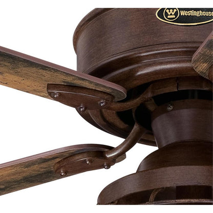 Westinghouse Barnett 48in 5-Blade LED Ceiling Fan | Vintage Barnwood and Cage Shade | Living Room & Bedroom | 48 x 48 x 21.26 in | Model 7220500