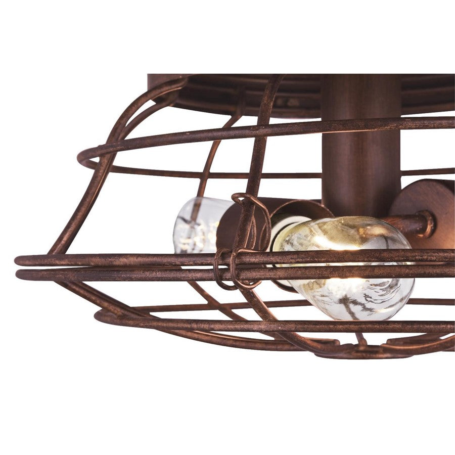 Westinghouse Barnett 48in 5-Blade LED Ceiling Fan | Vintage Barnwood and Cage Shade | Living Room & Bedroom | 48 x 48 x 21.26 in | Model 7220500