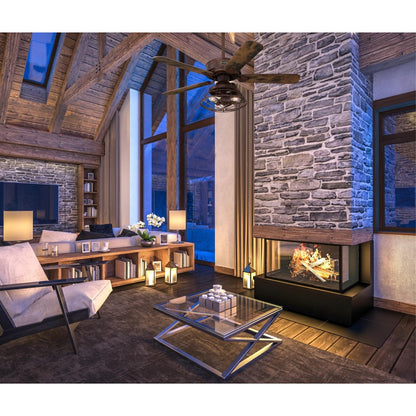 Westinghouse Barnett 48in 5-Blade LED Ceiling Fan | Vintage Barnwood and Cage Shade | Living Room & Bedroom | 48 x 48 x 21.26 in | Model 7220500
