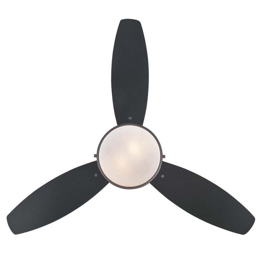 Westinghouse Alloy 42in 3-Blade Ceiling Fan | Gun Metal and Black MDF Blades with Opal Frosted Glass | Small Bedrooms & Offices | Model 7221500