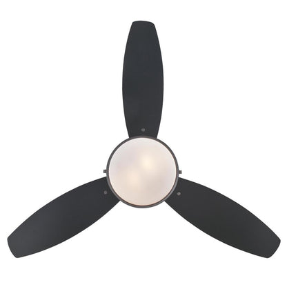 Westinghouse Alloy 42in 3-Blade Ceiling Fan | Gun Metal and Black MDF Blades with Opal Frosted Glass | Small Bedrooms & Offices | Model 7221500